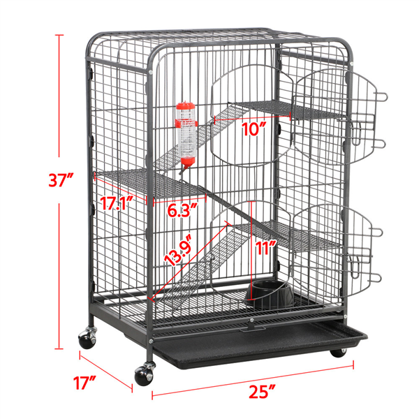37'' Metal Ferret and Small Animal Cage - Black - Image 7