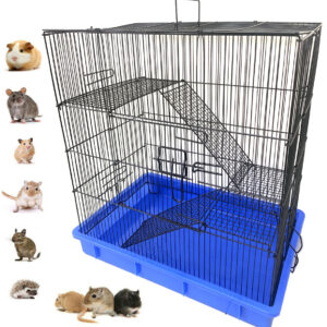 3-Story Ferret Chinchilla Sugar Glider Rats Guinea Pig Mouse Gerbil Hamster Hedgehog Animal Habitat Cage with Tight 3/8-Inch Wire Body Prevent Escape and Stuck Cross Metal Shelves and Ladders Paw Safe