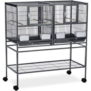 Prevue Pet Products Hampton Deluxe Divided Breeder Cage with Stand, Black Hammertone